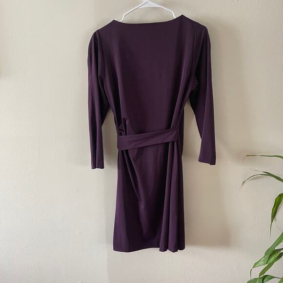 Diane von Furstenberg Oletta Faux Wrap Dress Womens 10 Purple Classic DVF Style - Picture 2 of 9